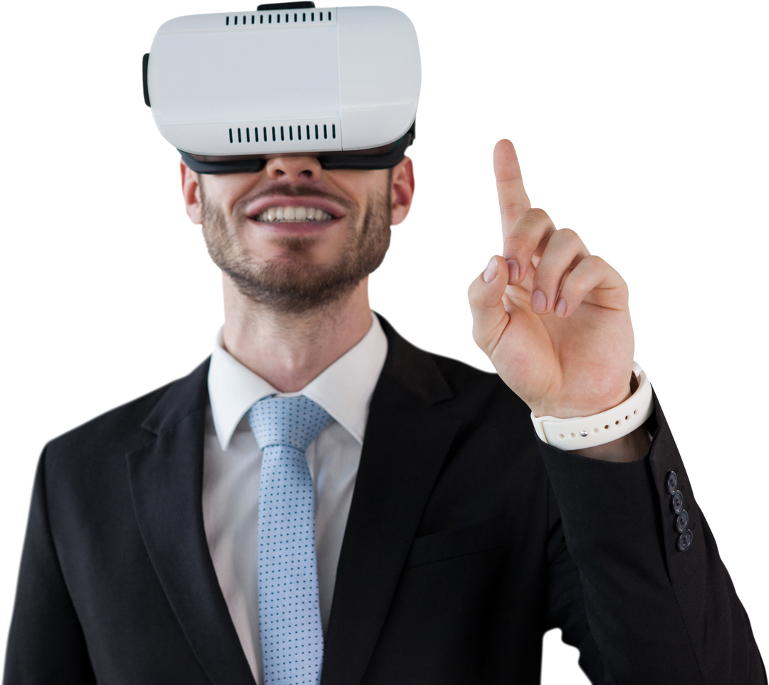 Businessman Engaged with Virtual Reality on Transparent Background - Download Free Stock Images Pikwizard.com