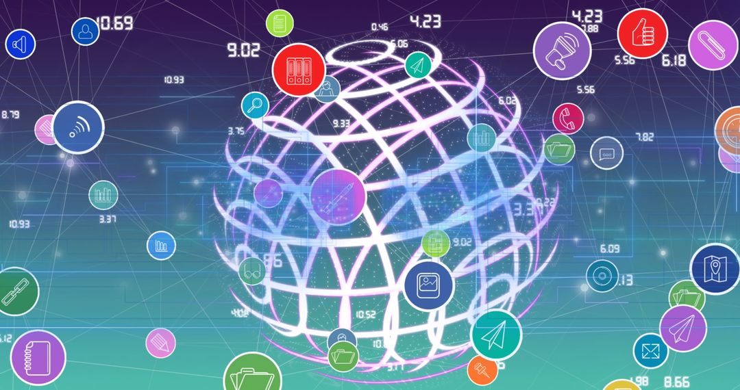 Global Connectivity with Digital Network Icons and Data Points