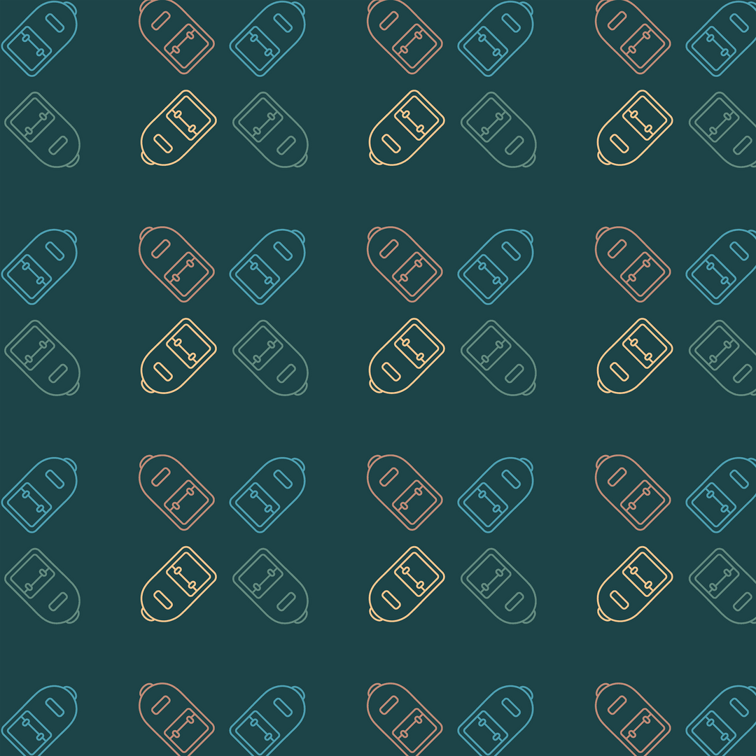 Seamless Pattern of Colored Bags on Transparent Background