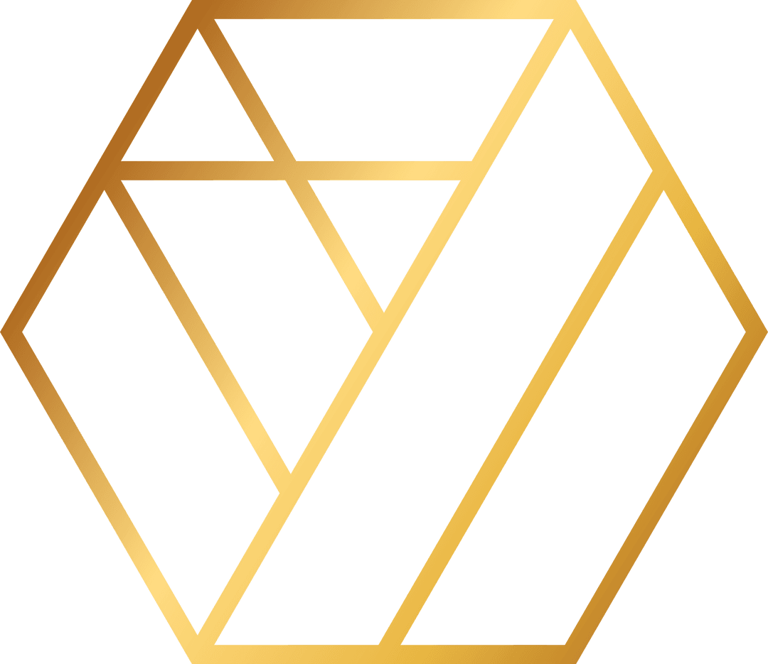 Golden Geometric Line Design on Transparent Background