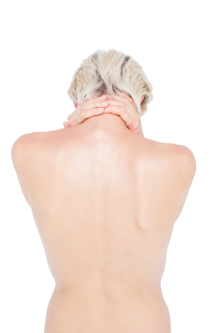 Transparent Image Woman with Neck Pain Posture Through Her Hands on Nape - Download Free Stock Images Pikwizard.com