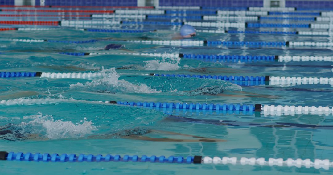 Competitive Swimming Race with Athletes in Pool Lanes - Free Images, Stock Photos and Pictures on Pikwizard.com