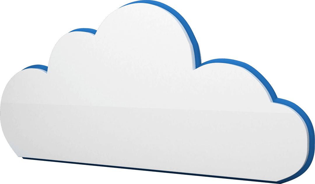 Stylish 3D White Cloud with Blue Outline Transparent Background