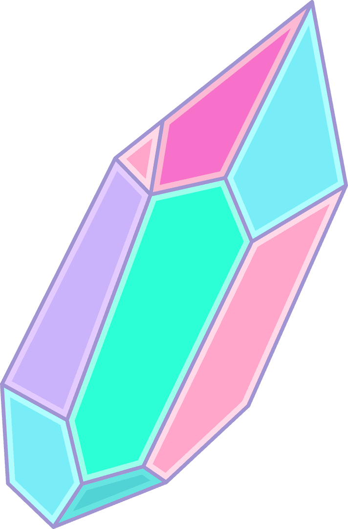 Pastel Geometric Crystal on Transparent Background