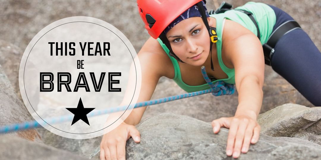 Determined female climber embracing challenge outdoors