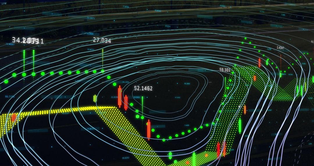 Futuristic Data Visualization and Digital Interface with Analytics