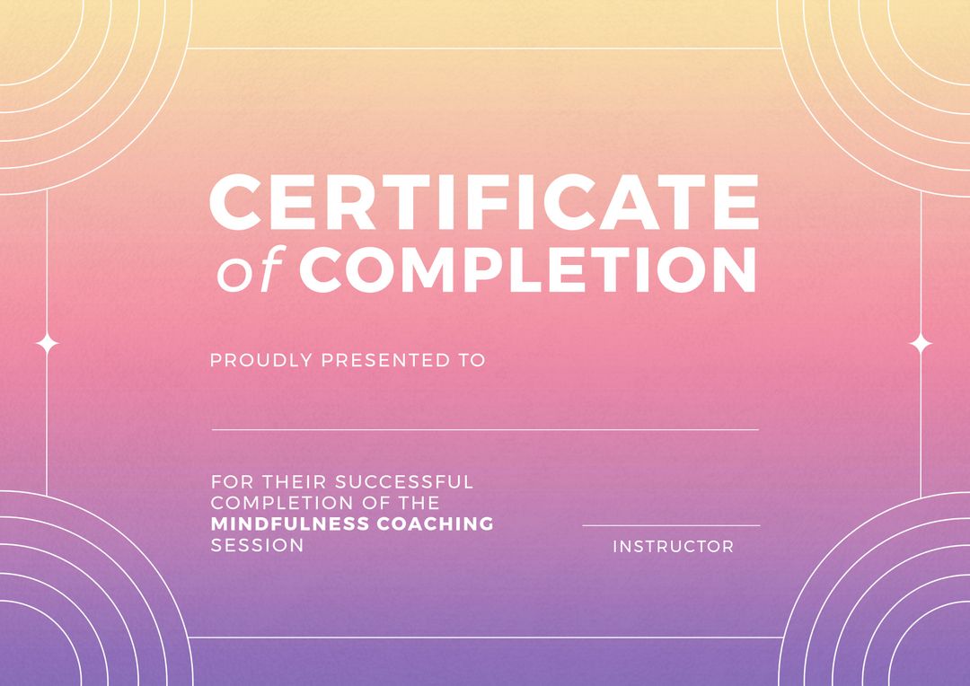 Composition of course completion certificate text over gradient background - Download Free Stock Templates Pikwizard.com