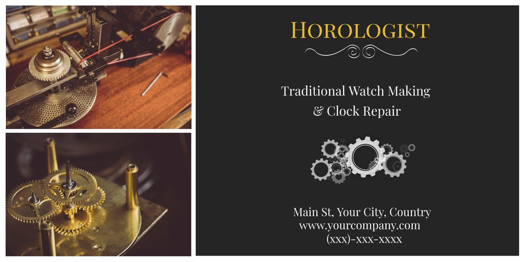 Traditional Watch Making and Clock Repair Business Card Template - Download Free Stock Templates Pikwizard.com