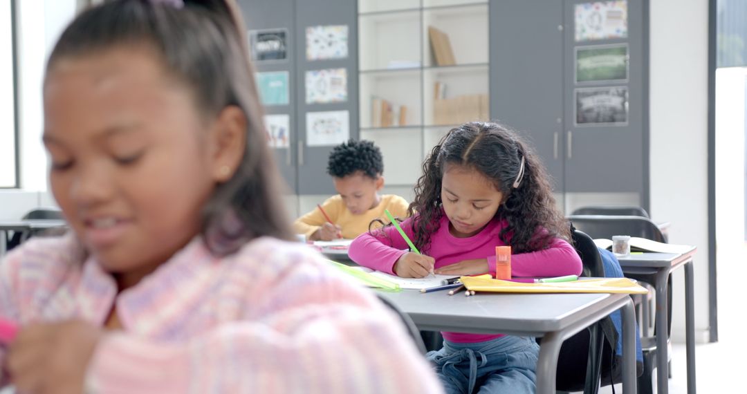 Engaged Diverse Students Focusing on Classroom Activities Available Exclusively Online