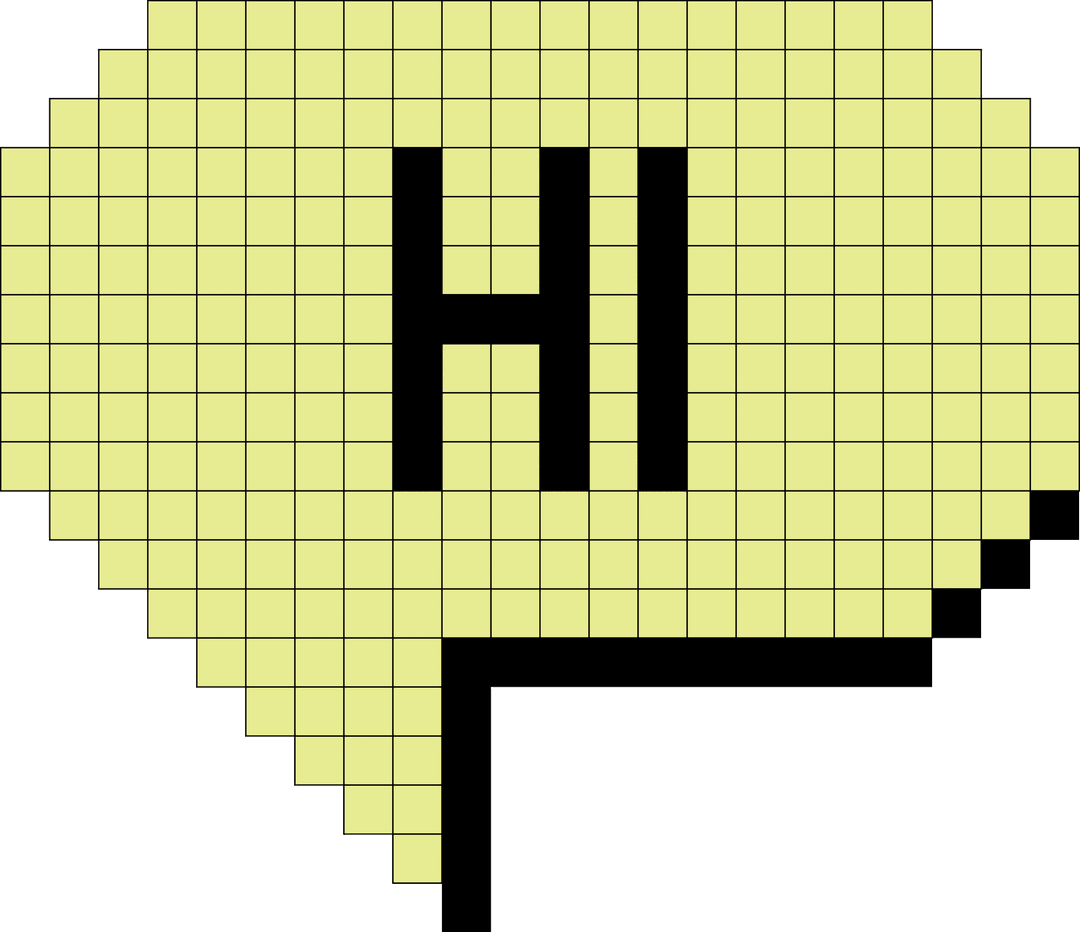 Pixel Speech Bubble with 'HI' on Transparent Background