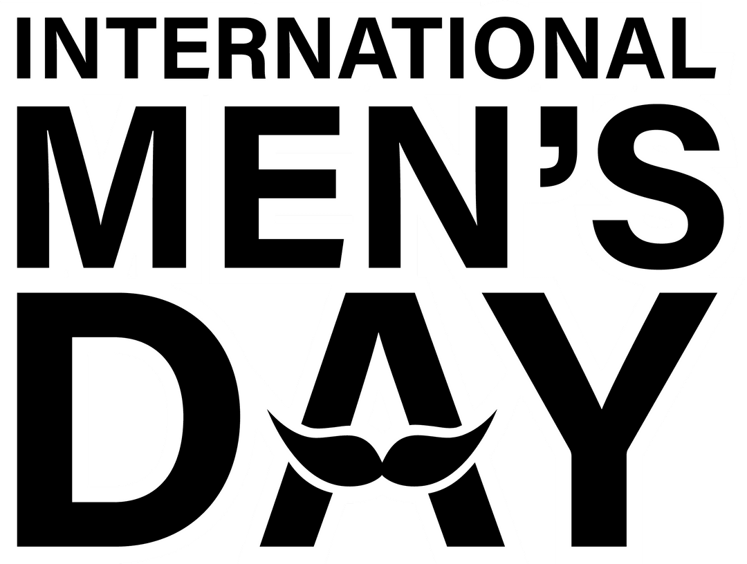 International Men's Day Flat Typography Design with Moustache Crest