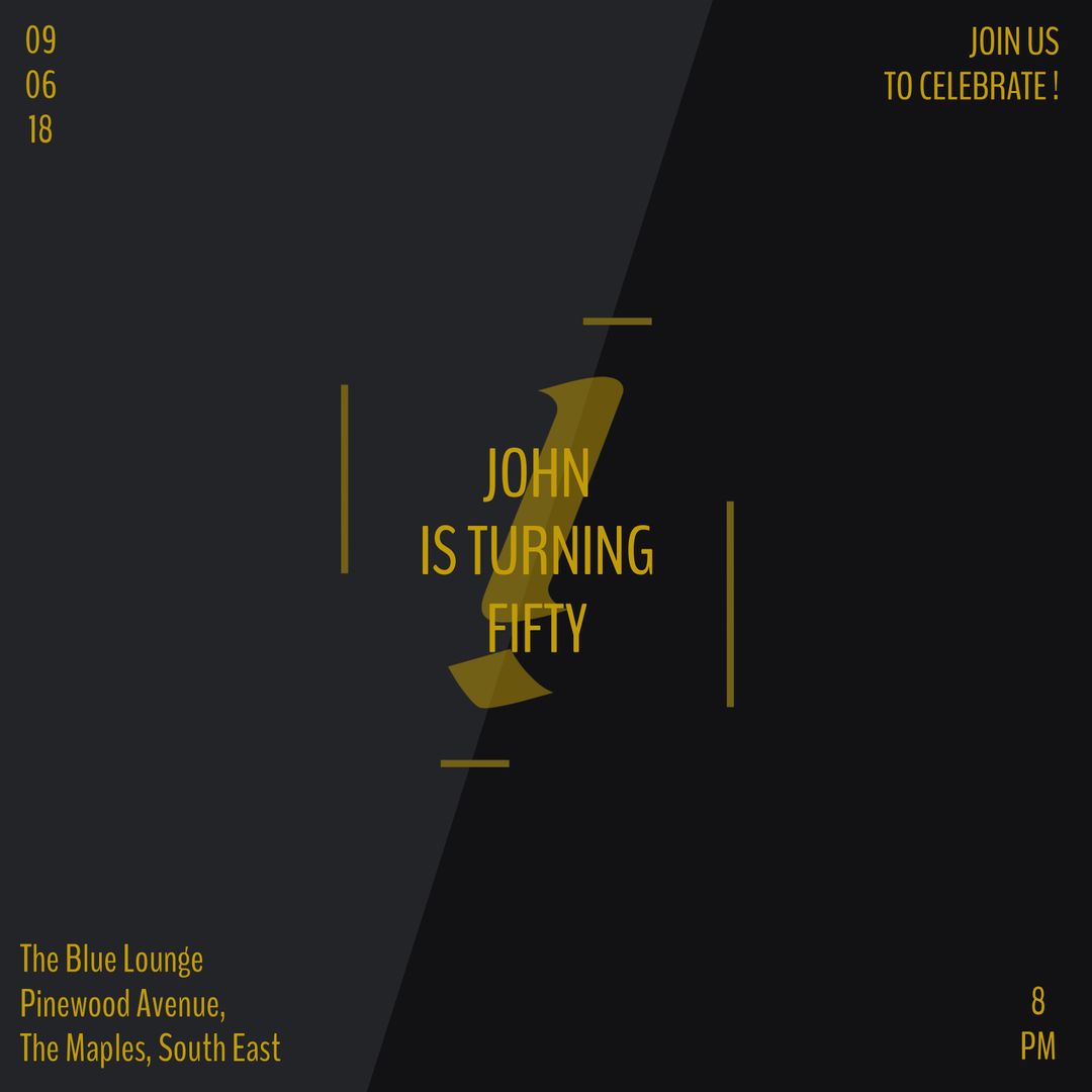 Elegant 50th Birthday Invitation Design with Dark Background