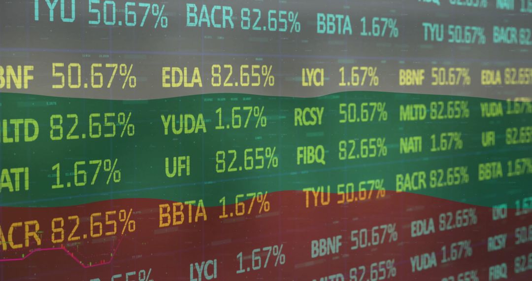 Financial Data Visualization Over Ecuadorian Flag