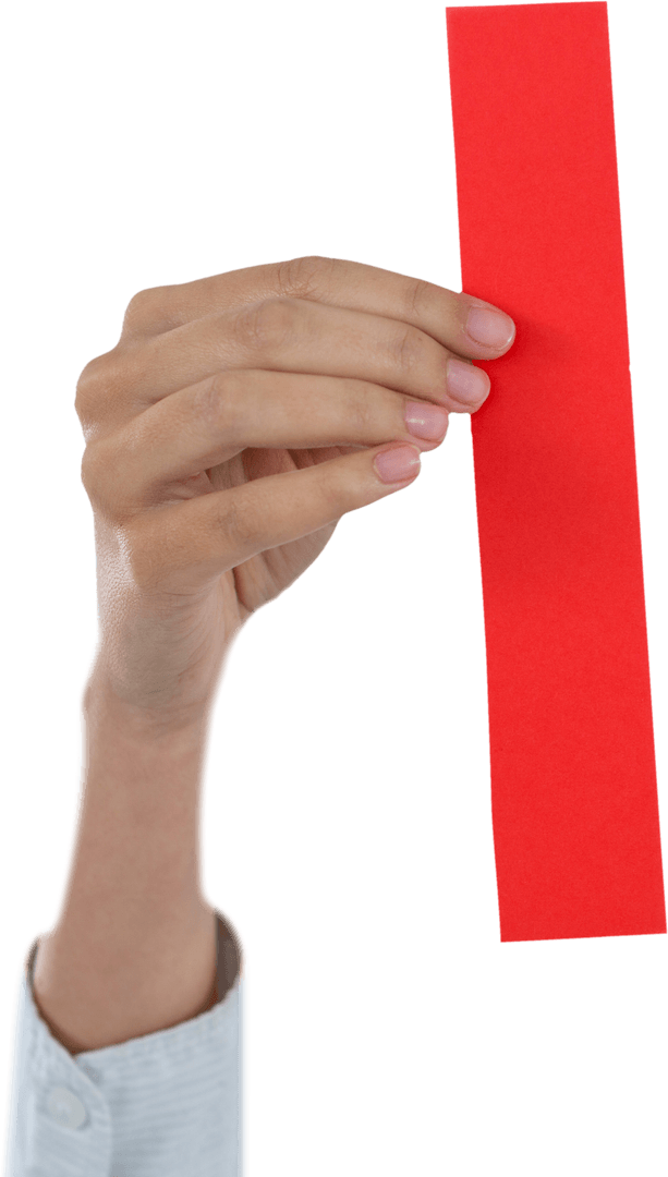 Transparent Hand Holding Red Paper Stick