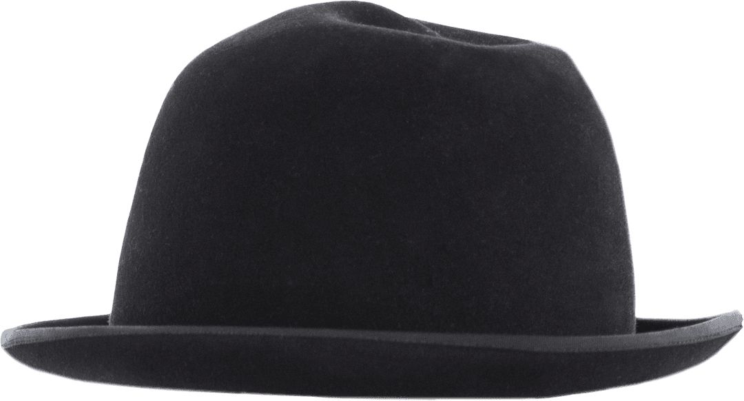 Black Bowler Hat Isolated on Transparent Background Fashion Design