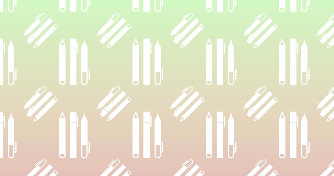 Seamless Pen Icon Pattern on Colorful Gradient Background