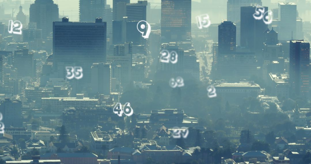 Abstract Data Visualization Over City Skyline