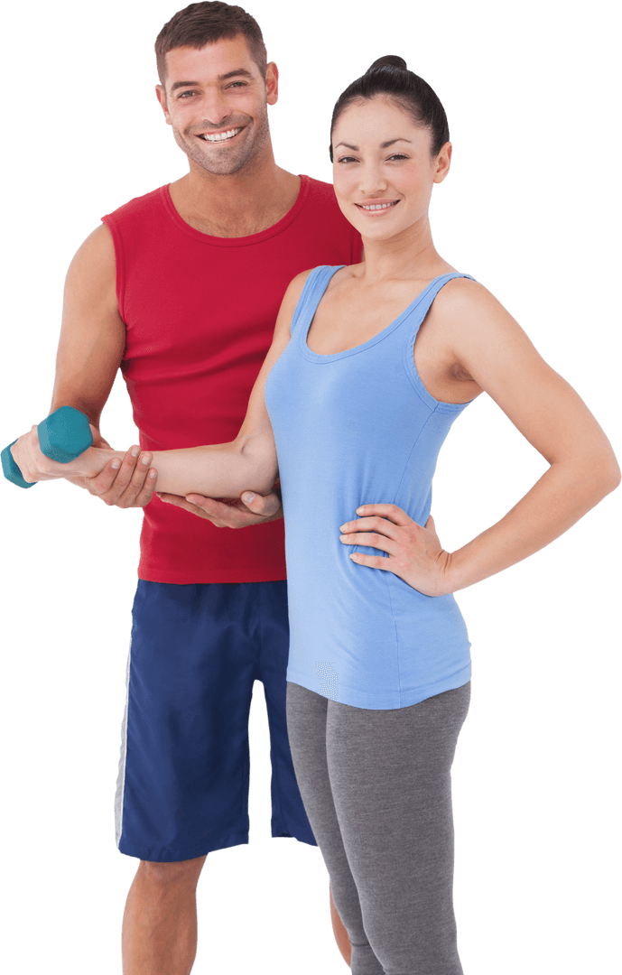 Transparent Couple Training with Dumbbells