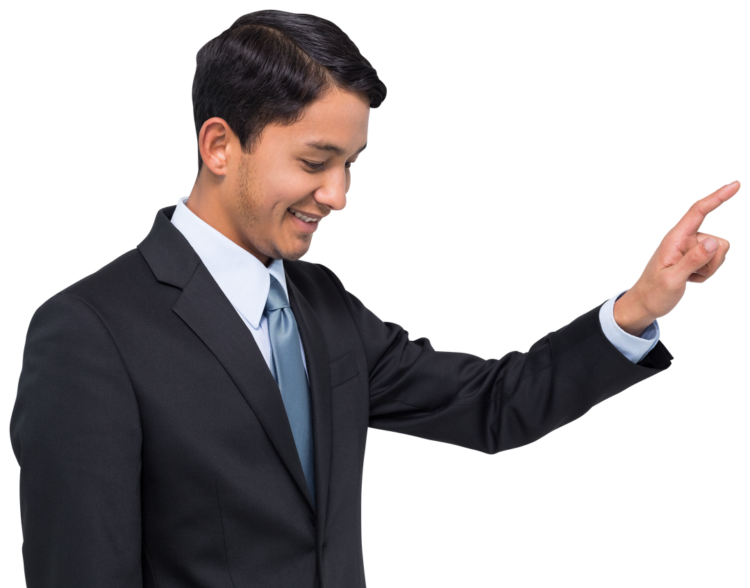 Transparent Happy Businessman Pointing Towards Virtual Concept - Download Free Stock Images Pikwizard.com