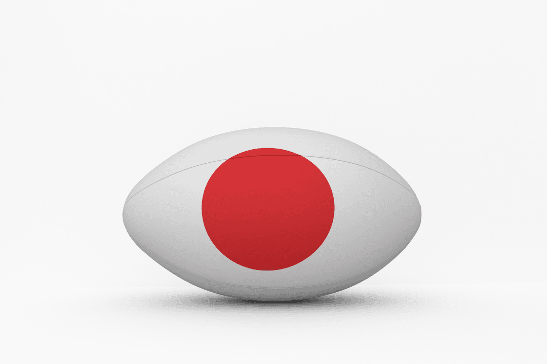Rugby Ball with Japanese Flag Design on Transparent Background