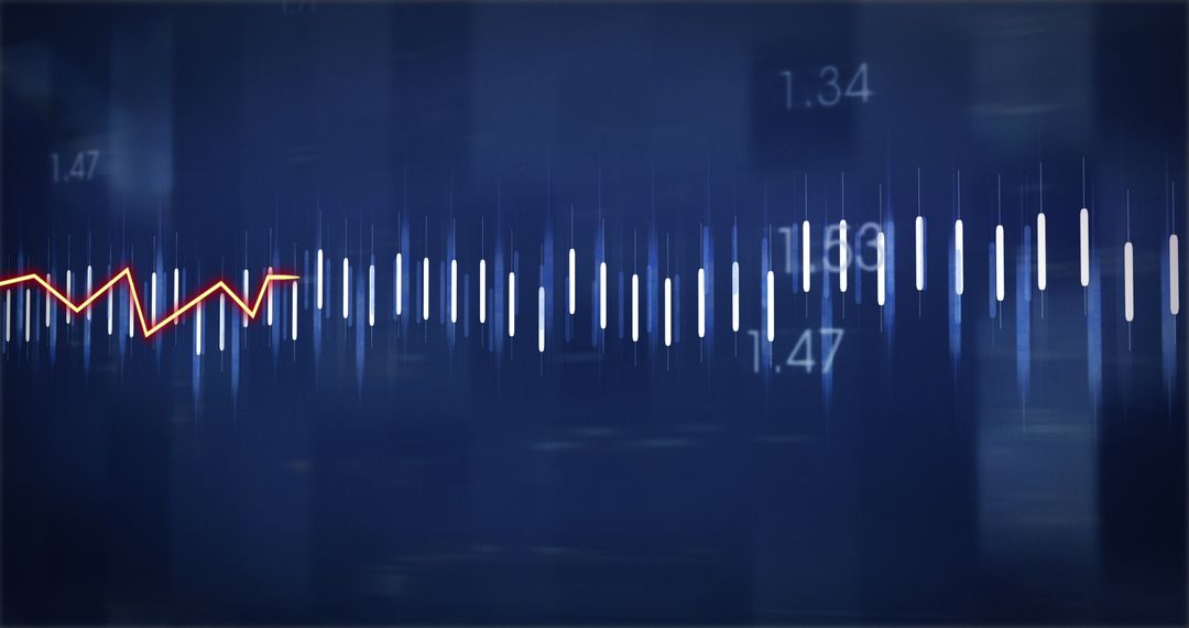 Digital Stock Market Pulse with Numbers on Blue Background