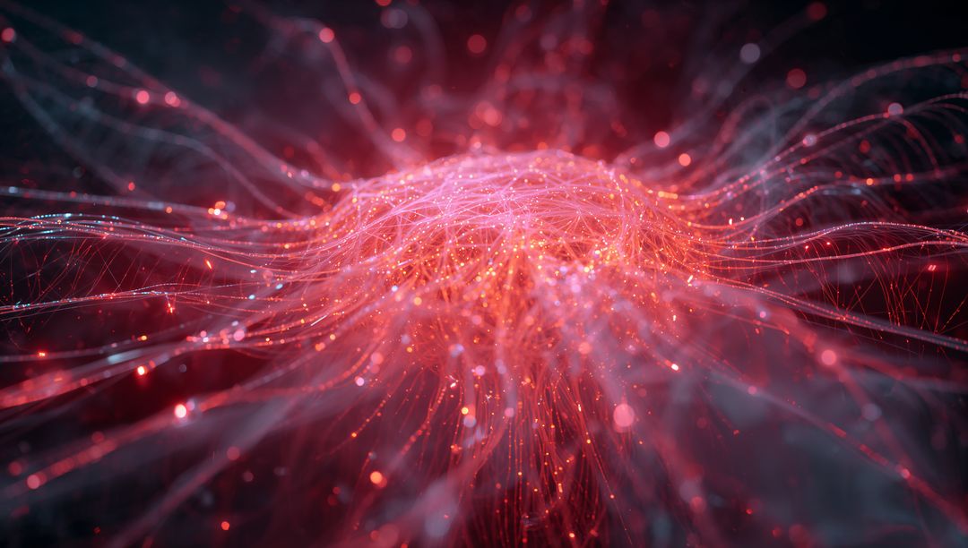 Glowing Network Filaments in Futuristic Digital Void