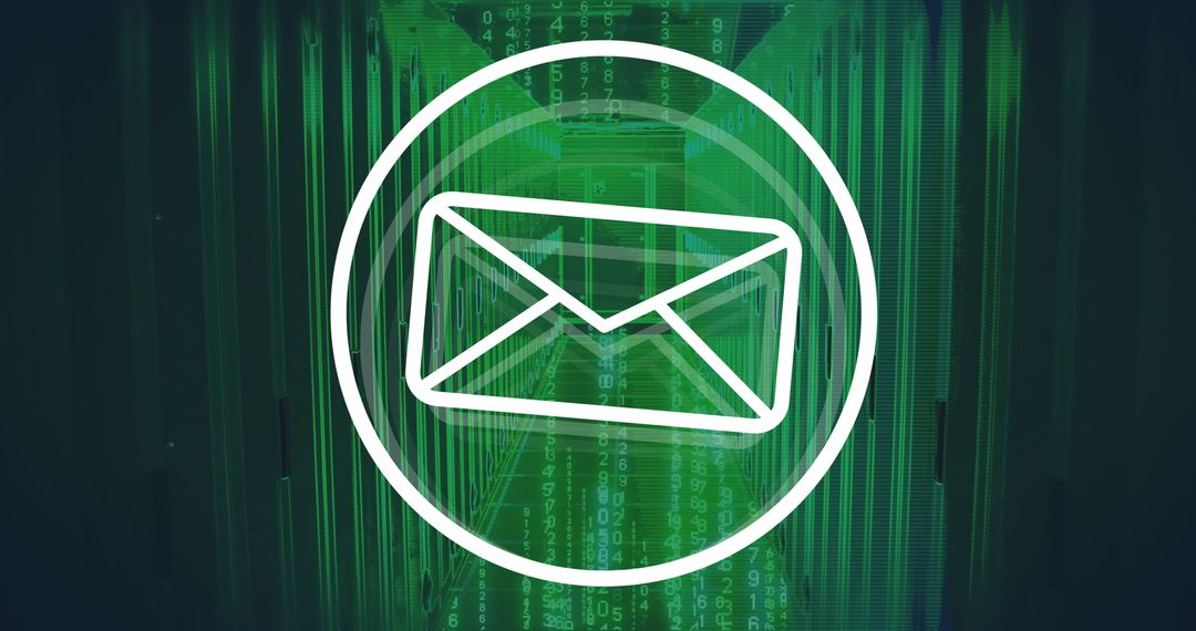 Digital Messaging Symbol in Futuristic Data Center