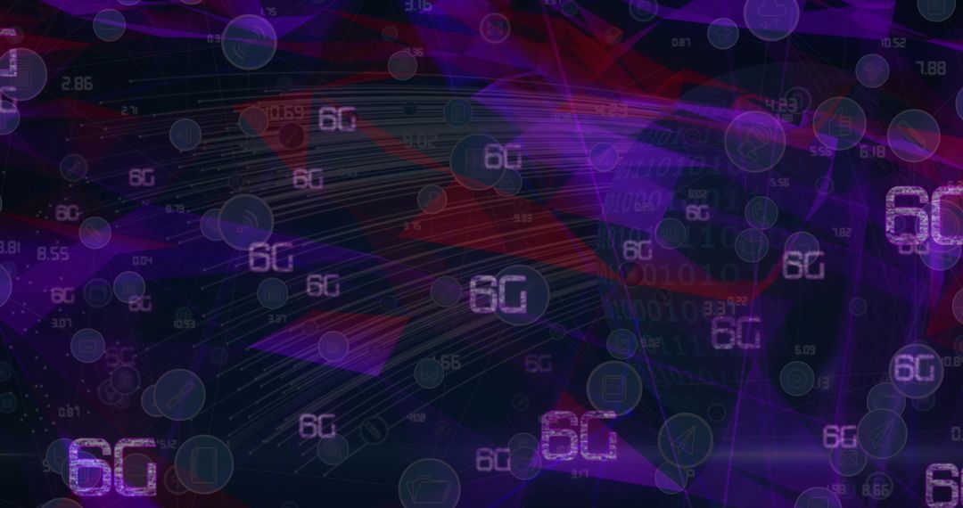 Abstract 6G Technology Background with Digital Network Symbols