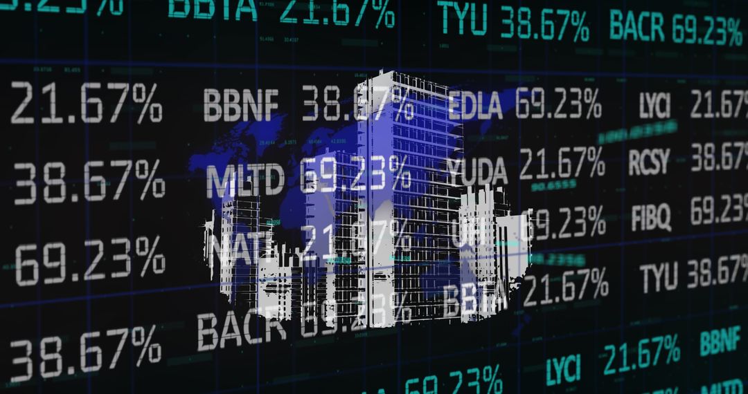 Cityscape Overlaid with Financial Data and Global Business Concept