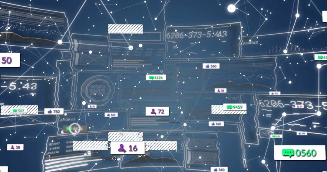 Digital Interface Network with User Icons and Data Counters