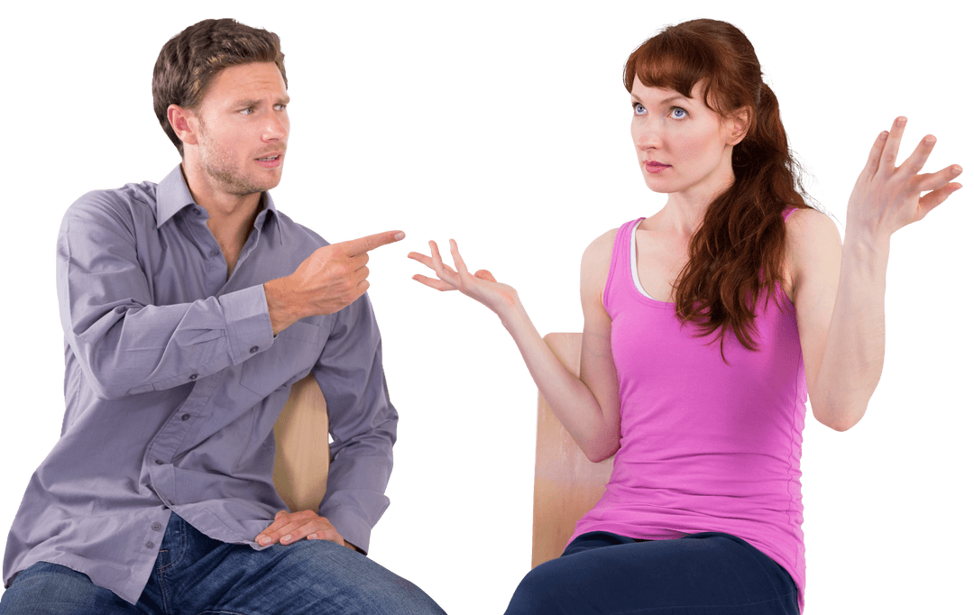 Transparent Couple Arguing Sitting Dispute Conflict Discussion