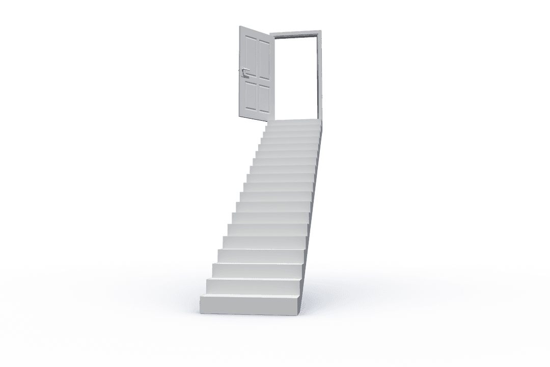 Transparent Steps Leading to Open Doorway on Infinite Edge