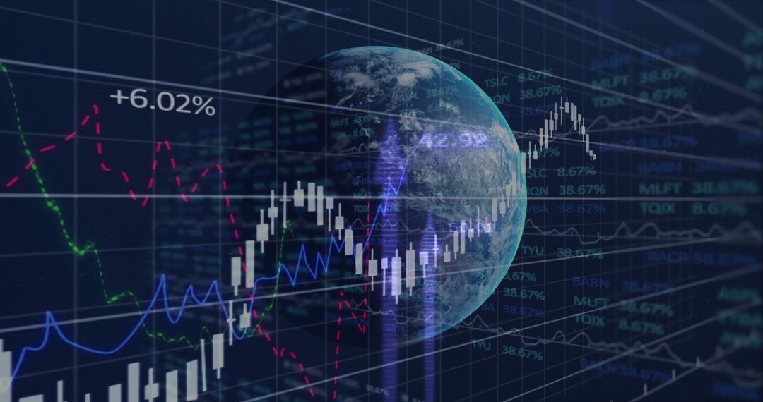 Global Financial Data Visualization with Rotating Earth and Analytics