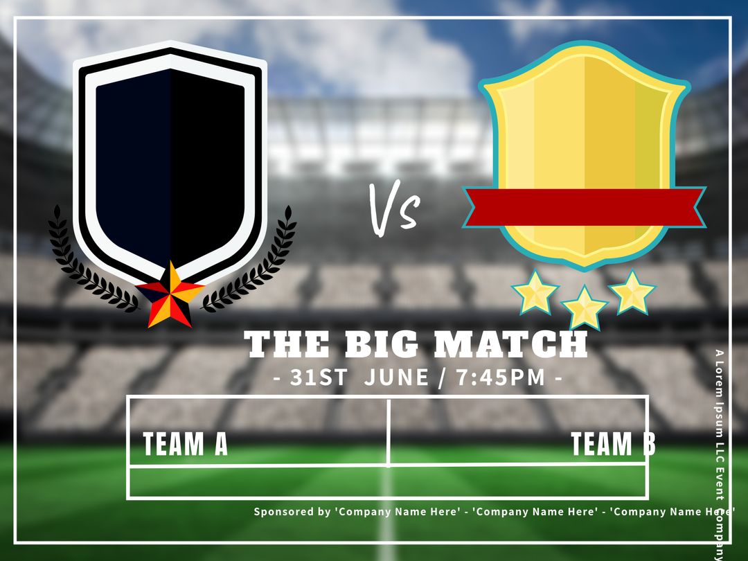 Dynamic Sports Event Poster with Stadium Background and Team Crests - Download Free Stock Images Pikwizard.com