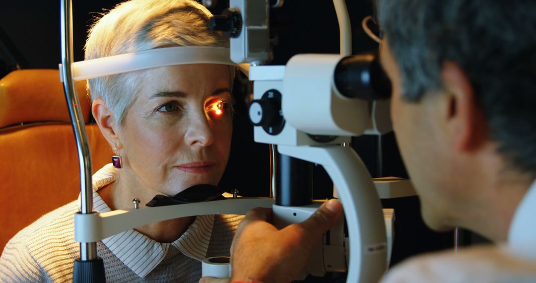 Optometrist Examining Senior Woman's Eyes Using Professional Equipment - Free Images, Stock Photos and Pictures on Pikwizard.com