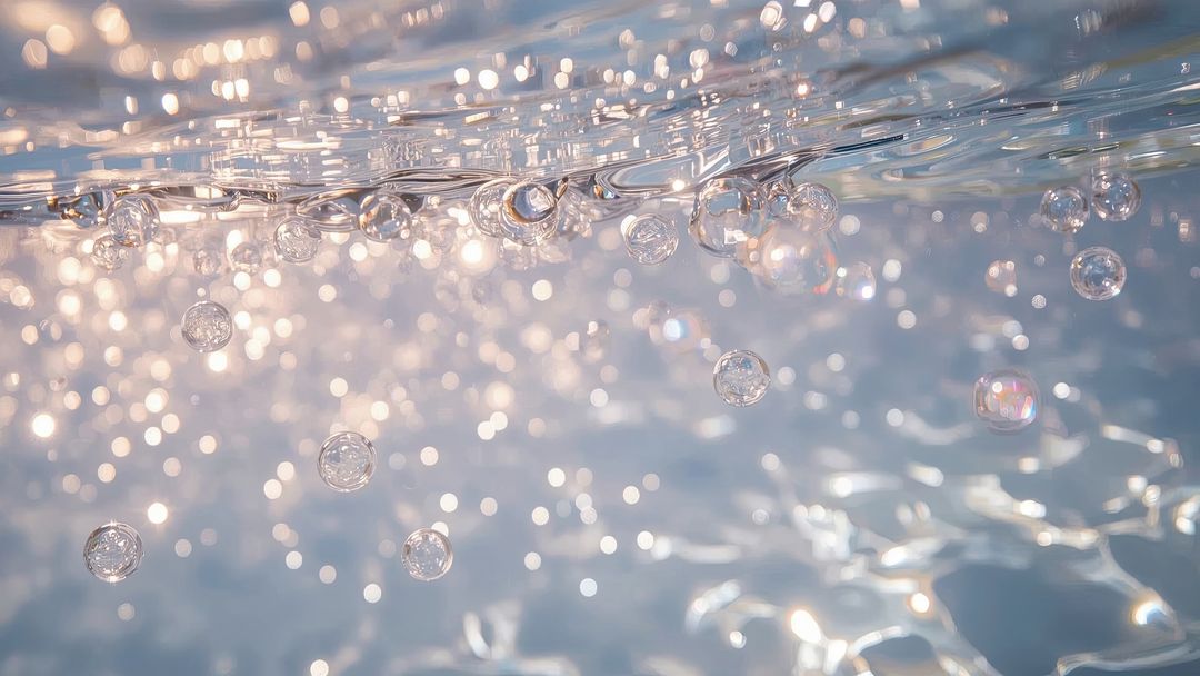 Glimmering Air Bubbles Beneath Rippling Water Surface