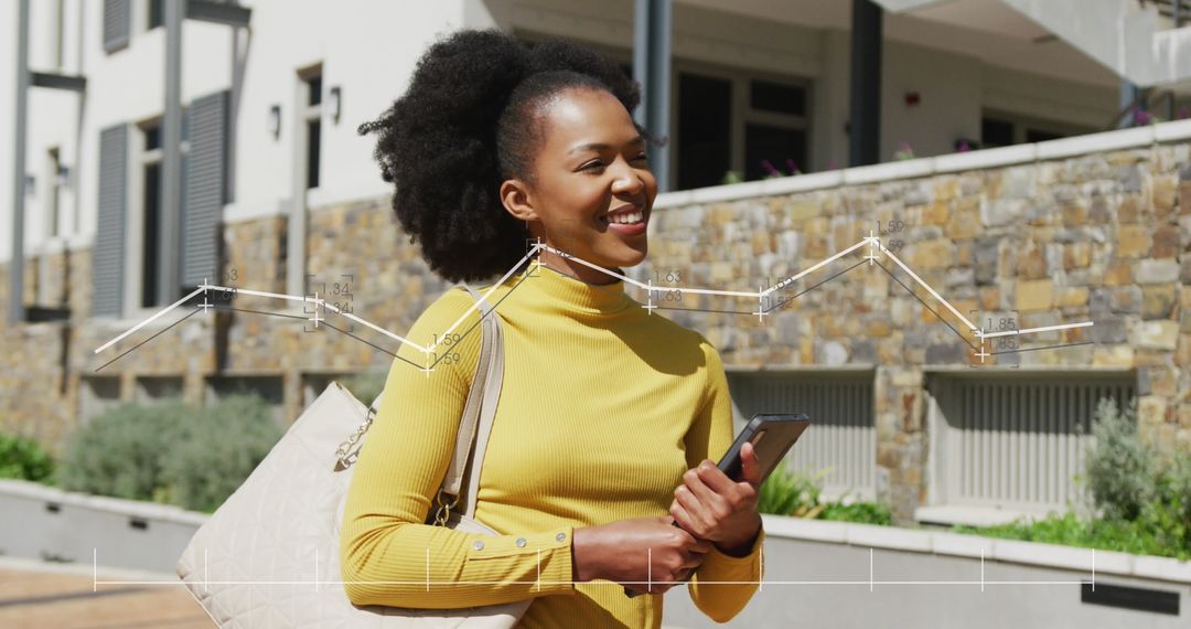 Confident Businesswoman Embracing Digital Data Connections