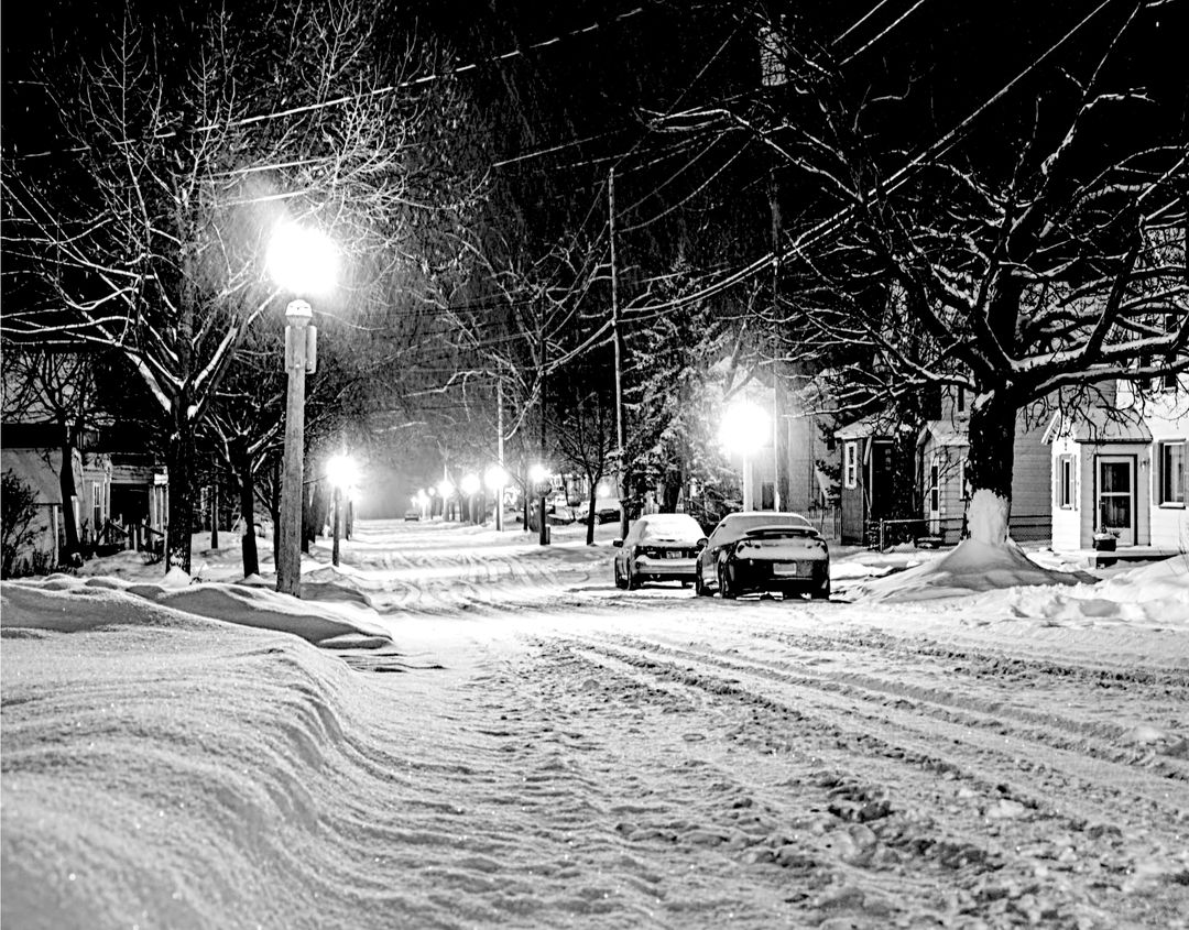 Illuminated Street Light on Snow Covered City - Free Images, Stock Photos and Pictures on Pikwizard.com