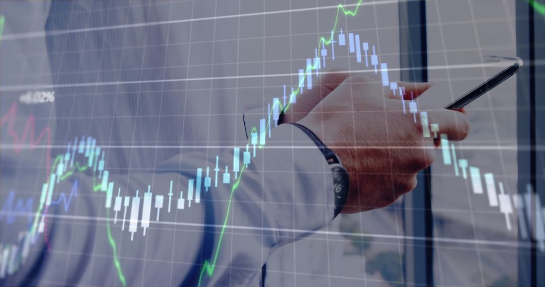 Businessman Analyzing Stock Market Data via Smartphone