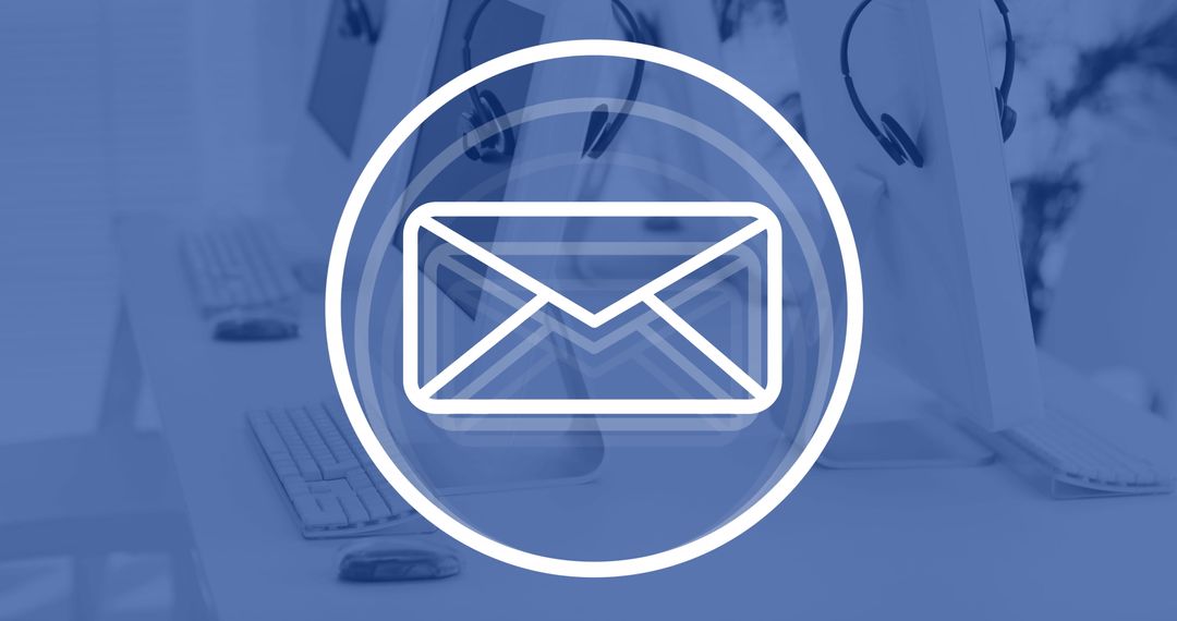 Digital Envelope Icon Over Modern Office Workspace