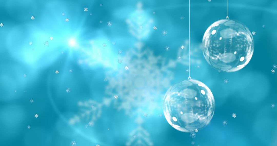 Festive Christmas Ornaments with Snowflake Background