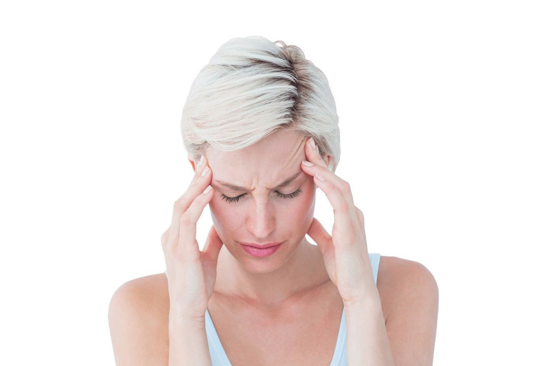 Transparent Background Woman Experiencing Headache Relief