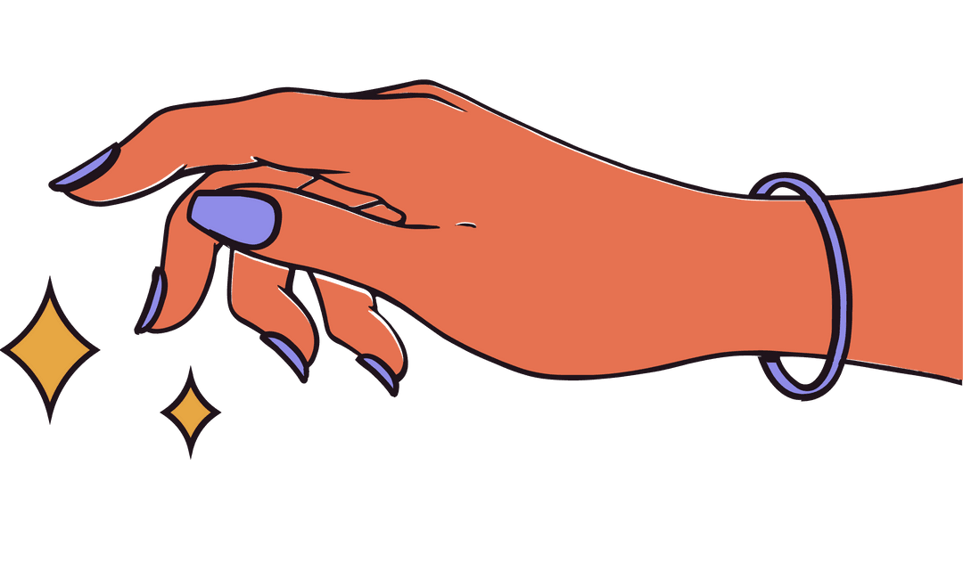 Sleek Hand with Lavender Nails and Bangle on Transparent Background