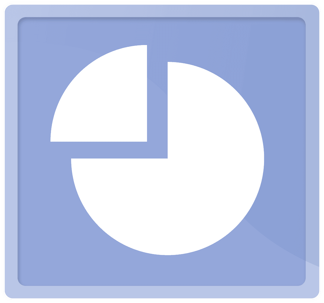 Digital Pie Chart White on Blue Transparent Background