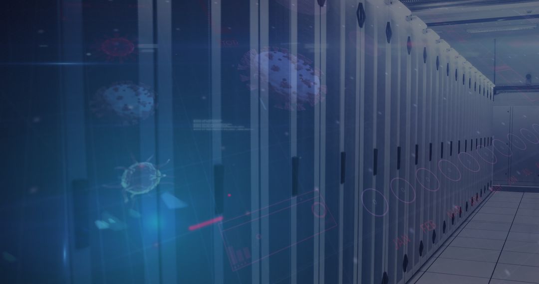 Digital Network Interface with Virus Overlay in Server Room