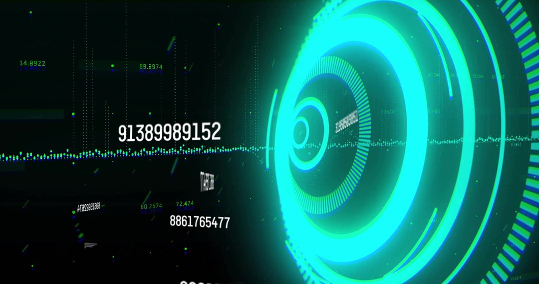 Futuristic Digital Abstract in Virtual Space with Neon Pulsing Rings