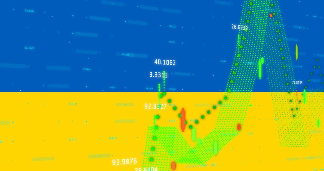 Financial Data Analysis Overlay on Ukraine Flag