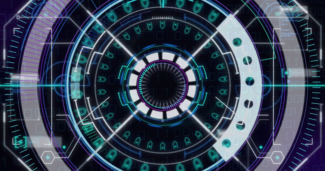 Futuristic Digital Data Interface with Cybernetic Elements