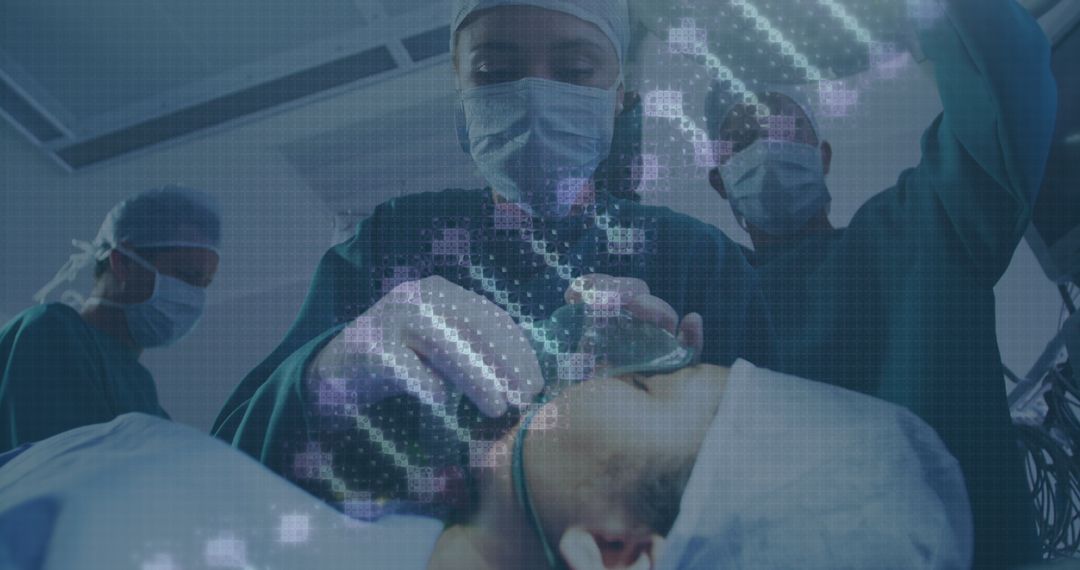 Surgeons Operating with DNA Strands in Overlay