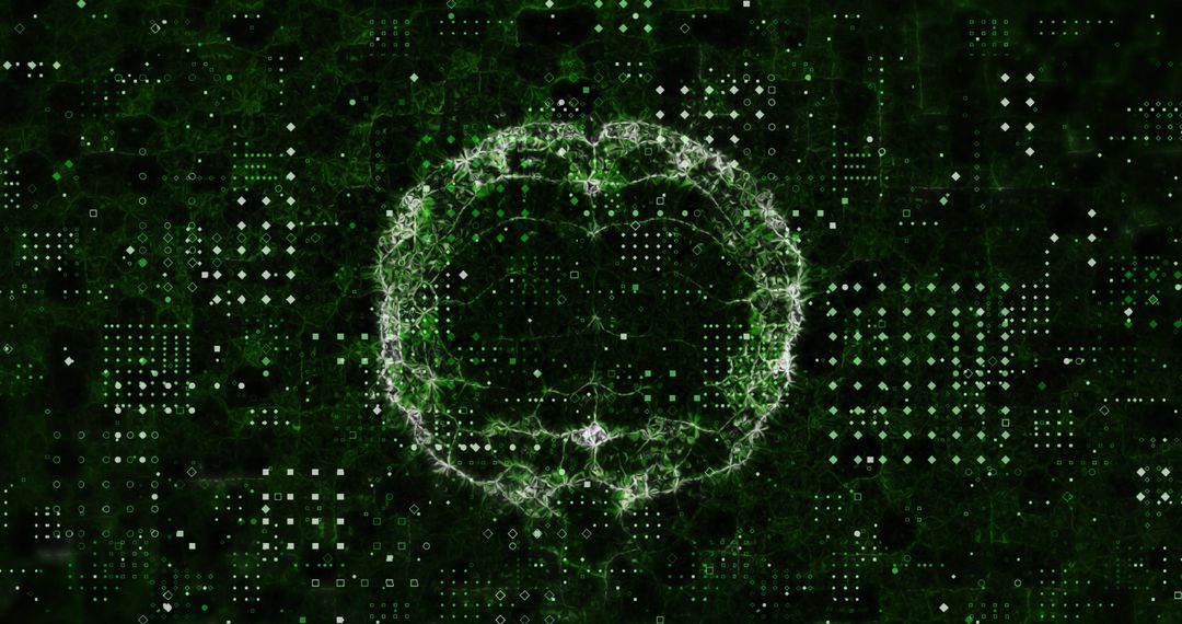 Digital Brain Network on Green Background